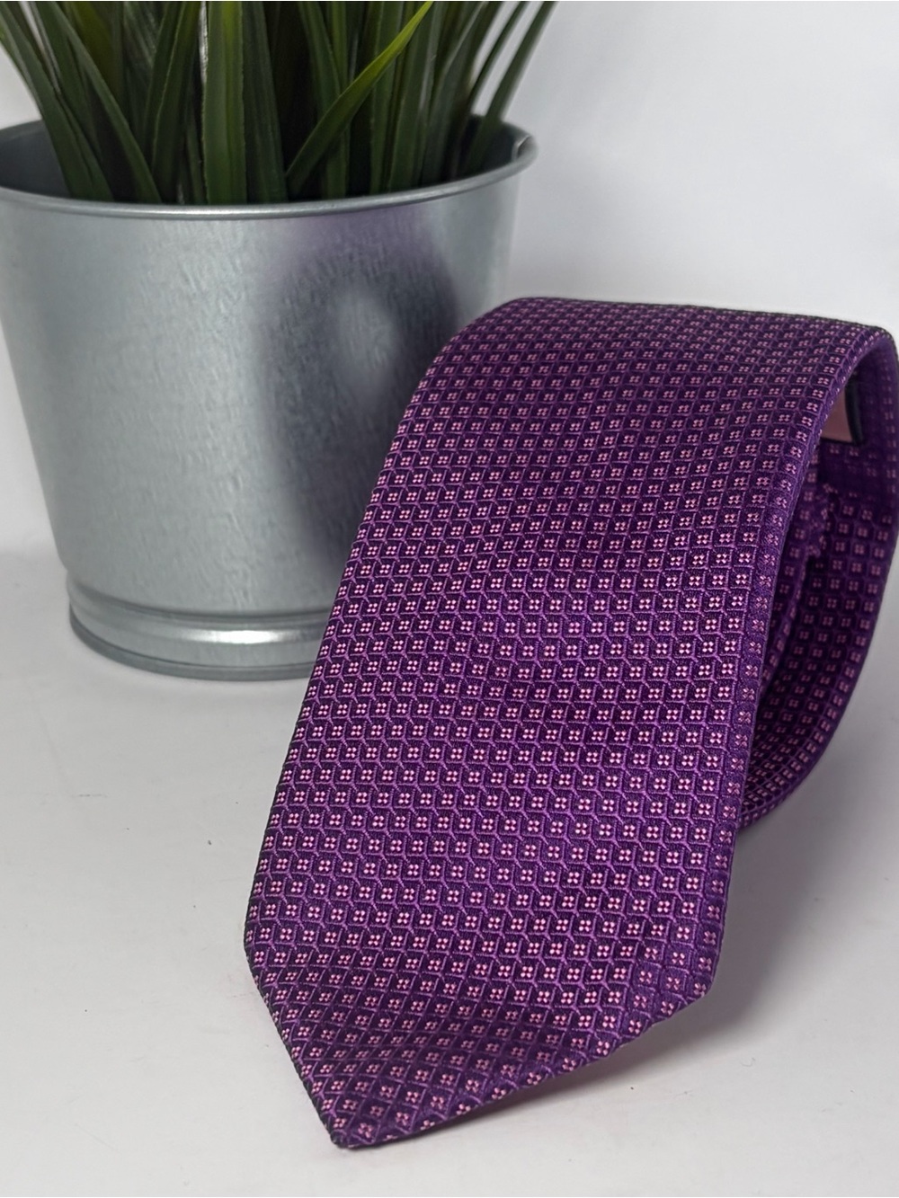 PINK Thomas Pink Men’s Silk Necktie Purple & Pink Formal Office Dressy Gala - Picture 2 of 6